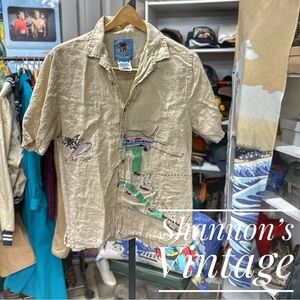 JUNGLES JUNGLES Devil’s Triangle  sz medium linen shirt A51